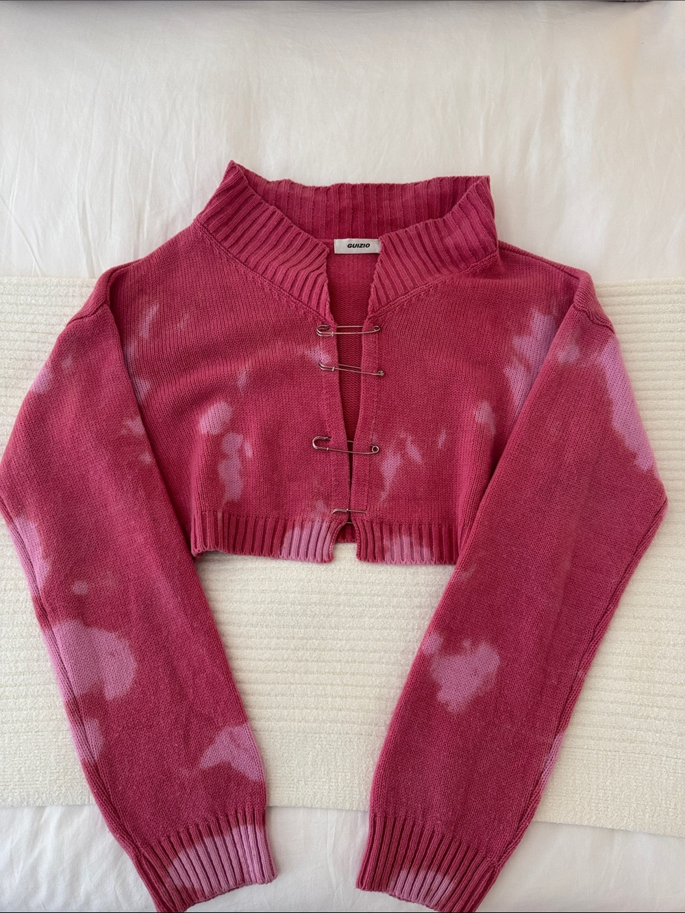 Danielle Guizio Red/Pink Sweater with Safety Pin Closures